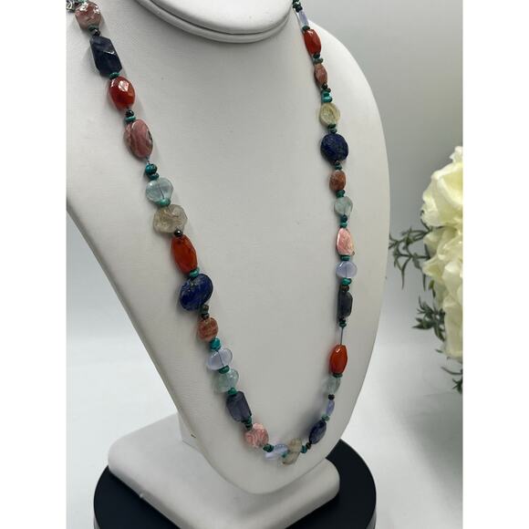 Peyote Bird Designs Gemstone Lapis Carnelian Rose Quartz Turquoise Necklace - Picture 16 of 16